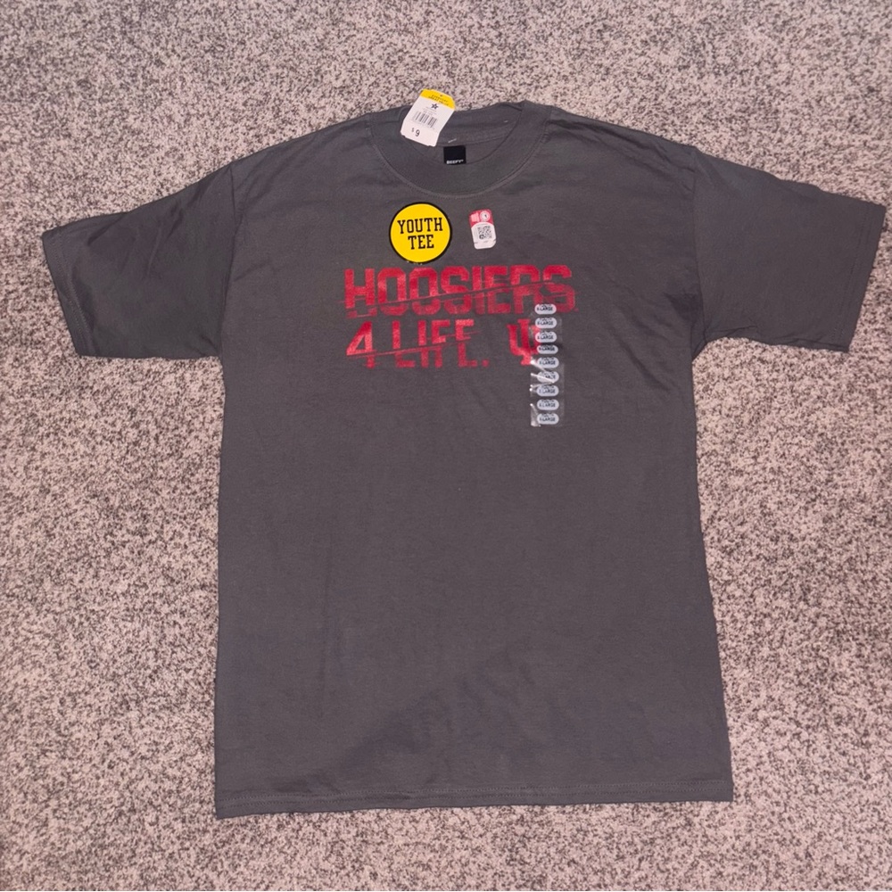 Hanes Gray and Red Hoosiers 4 Life T-Shirt